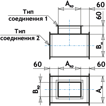 Схема прямоугольный тройник с прямоугольной врезкой