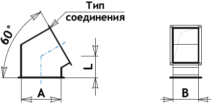 Отвод коленный прямоугольный 60 оцинкованный