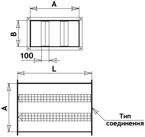 Схема прямоугольного шумоглушителя