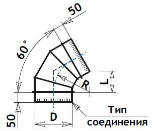 Схема отвод радиусный 60